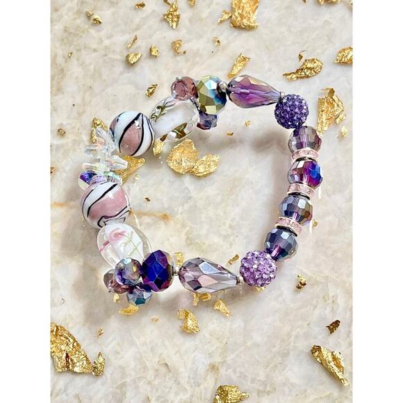 Purple Crystal Beaded Bracelet Set - Picture 10 of 16